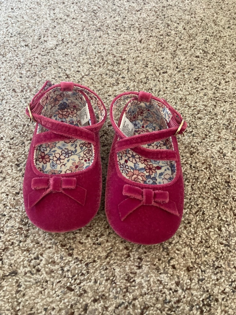 Janie and Jack Velvet Mary Jane Shoes - Deep Pink